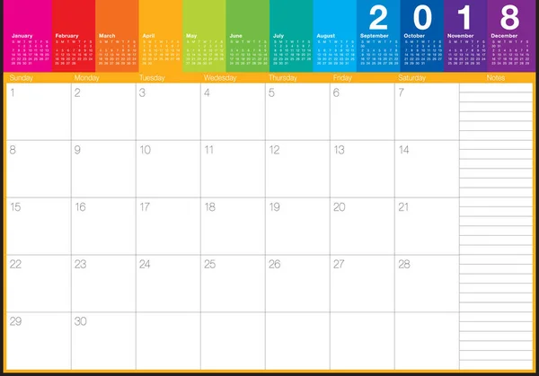 April 2018 kalender planner vectorillustratie — Stockvector