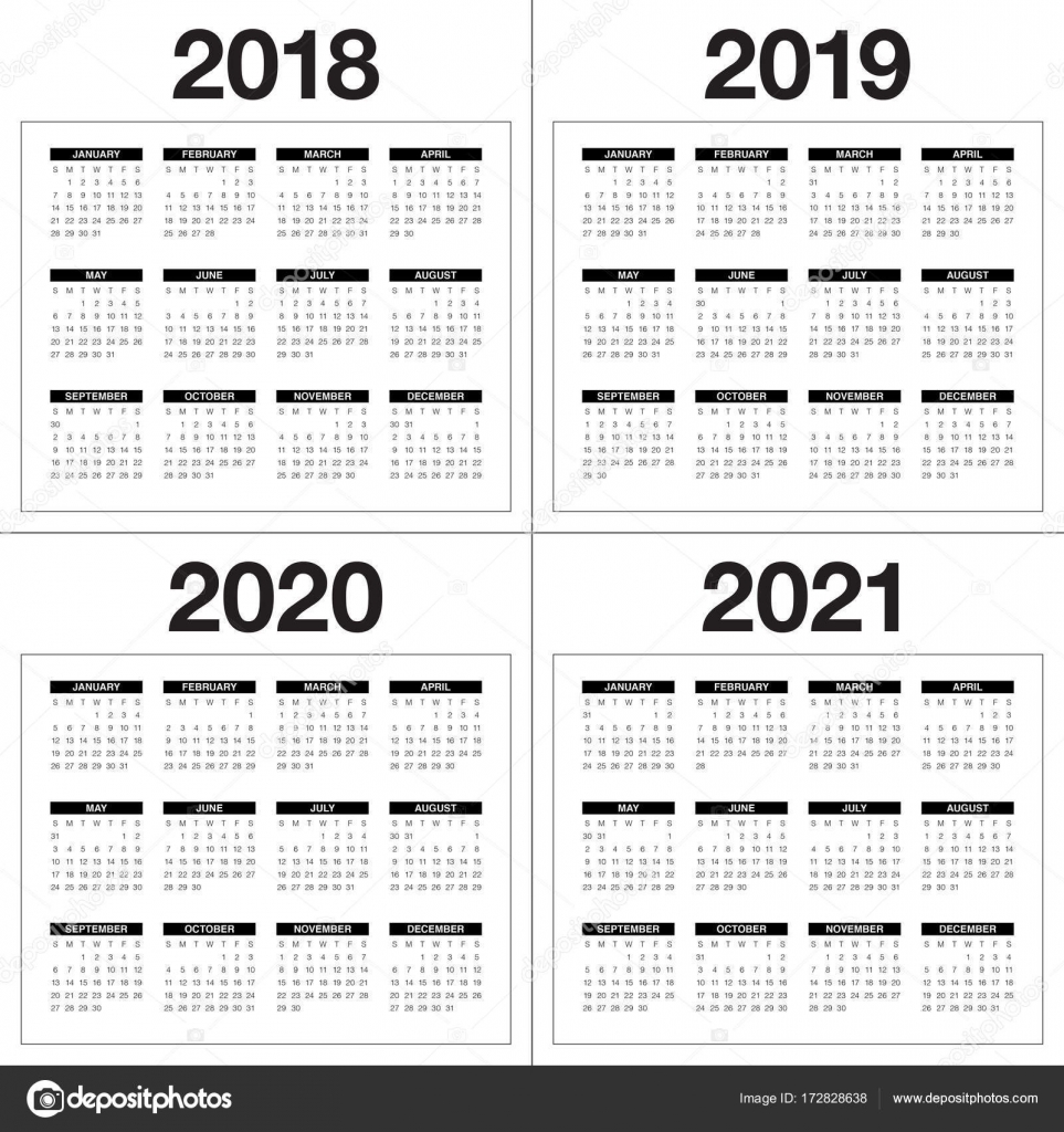 2018 2019 2020 2021 Calendar Printable