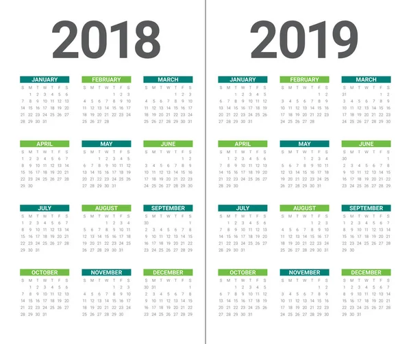 2018 2019 вектор календаря — стоковий вектор
