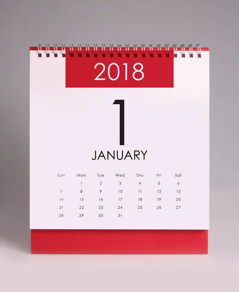 Einfacher Schreibtischkalender 2018 - Januar — Stockfoto