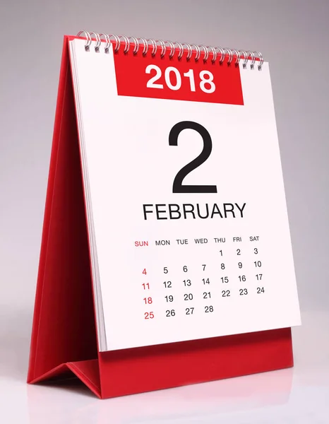 Einfacher Schreibtischkalender 2018 - Februar — Stockfoto