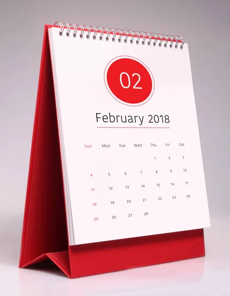 Einfacher Schreibtischkalender 2018 - Februar — Stockfoto