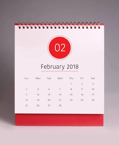 Jednoduchý stolní kalendář 2018 - únor — Stock fotografie