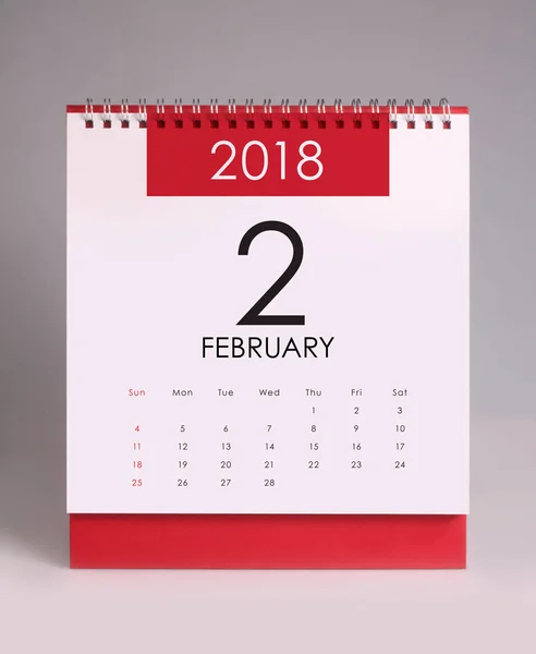 Calendario de escritorio simple 2018 - febrero —  Fotos de Stock