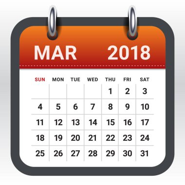 Mart 2018 takvim vektör çizim