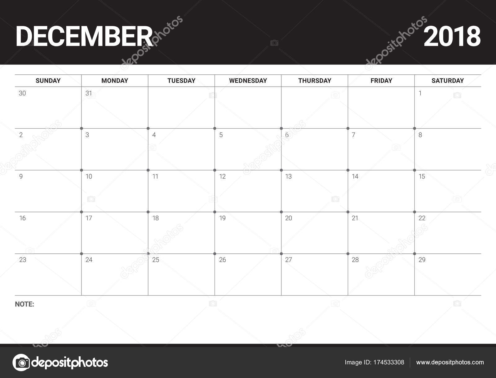 december-2018-planner-calendar-vector-illustration-stock-vector