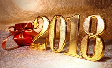 Altın 2018 ve altın arka plan.