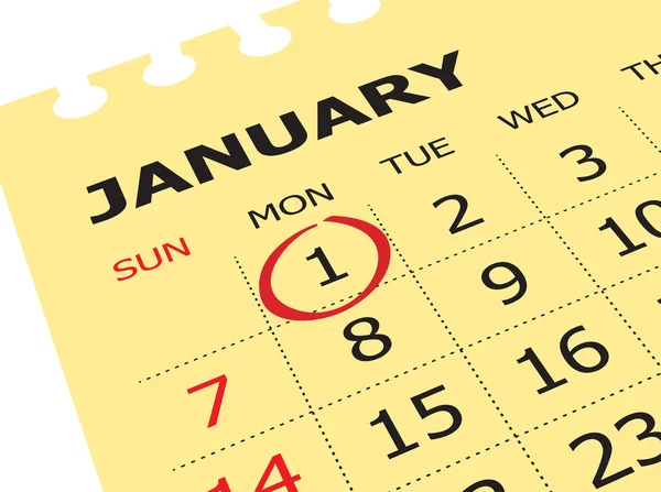 Chiusura del primo giorno dell'anno nel calendario dei diari . — Foto Stock