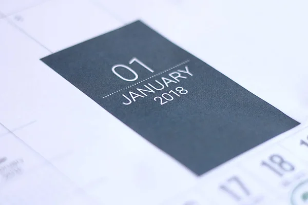 Primer plano de enero de 2018 en el calendario del diario . —  Fotos de Stock