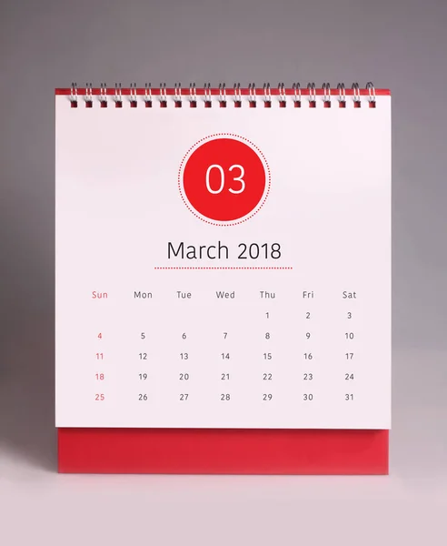 Calendario scrivania semplice 2018 - marzo — Foto Stock