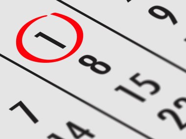 Günlük takvim yılın ilk günü, yakın çekim.