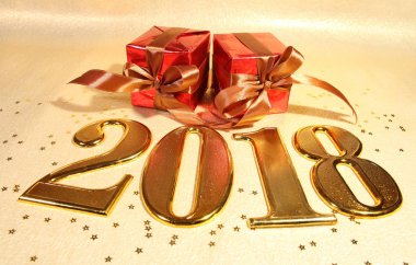 Altın 2018 ve altın arka plan.