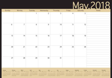 2018 planlayıcısı vektör çizim takvimi