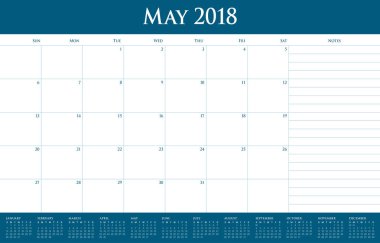 2018 planlayıcısı vektör çizim takvimi