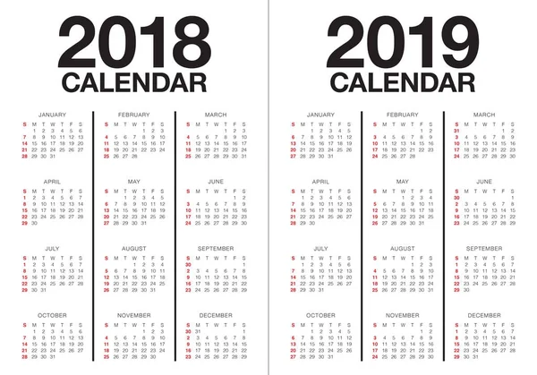 Календарный вектор 2018 года — стоковый вектор