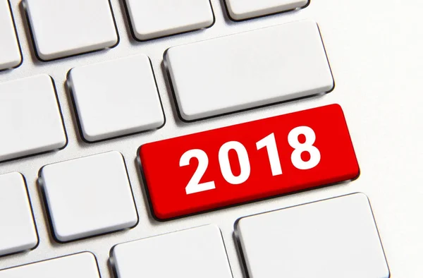 New year 2018 on the keyboard.