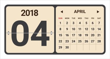 Nisan 2018 takvim vektör çizim.