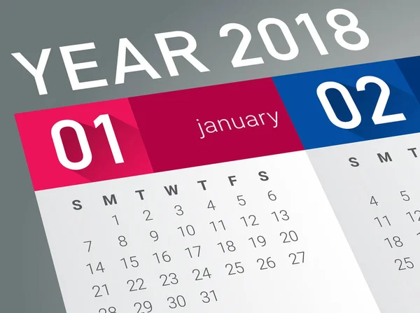 Chiusura del primo giorno dell'anno 2018 sul calendario dei diari . — Foto Stock
