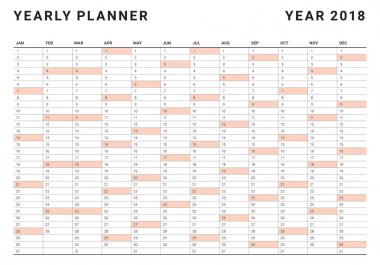 Yıl 2018 planlayıcısı takvim vektör çizim