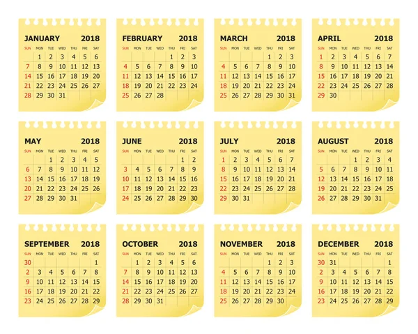 Year 2018 calendar vector design template — Stock Vector