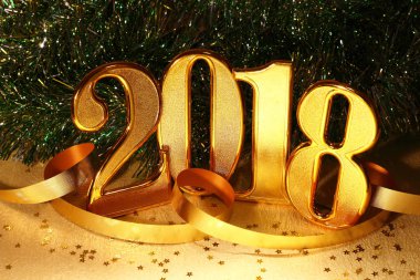 Altın 2018 ve altın arka plan.
