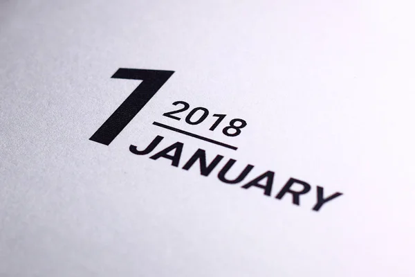 Das aktuelle Kalenderblatt für den 1. Januar 2018. — Stockfoto