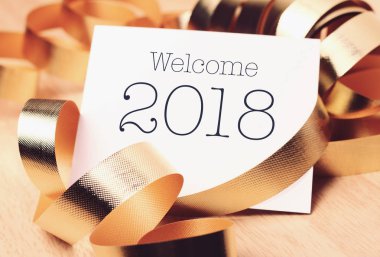 Hoşgeldiniz 2018 altın süslemeli. 