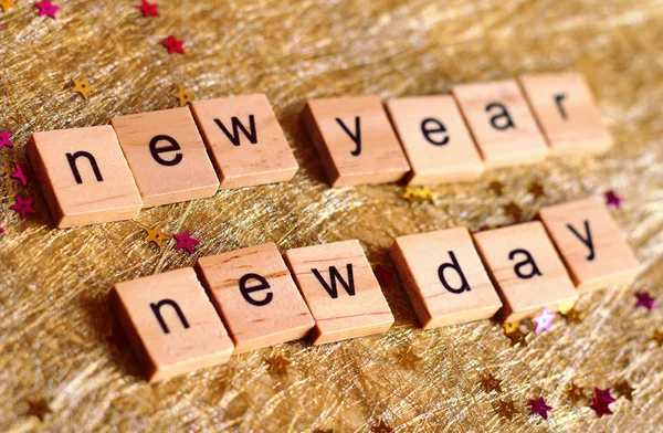 Año Nuevo bloques de madera . — Foto de Stock