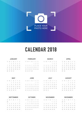 Yıl 2018 takvim vektör tasarım şablonu