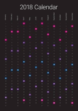 Yıl 2018 takvim vektör tasarım şablonu