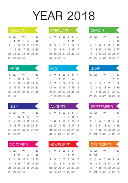 2018 календар векторний шаблон дизайну — стоковий вектор