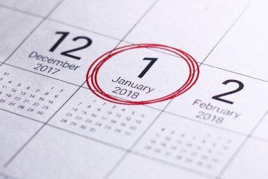 Günlük takvim üzerinde Ocak 2018 yakın çekim.