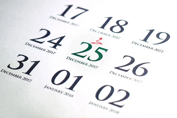 Calendario del día de Navidad en el diario —  Fotos de Stock