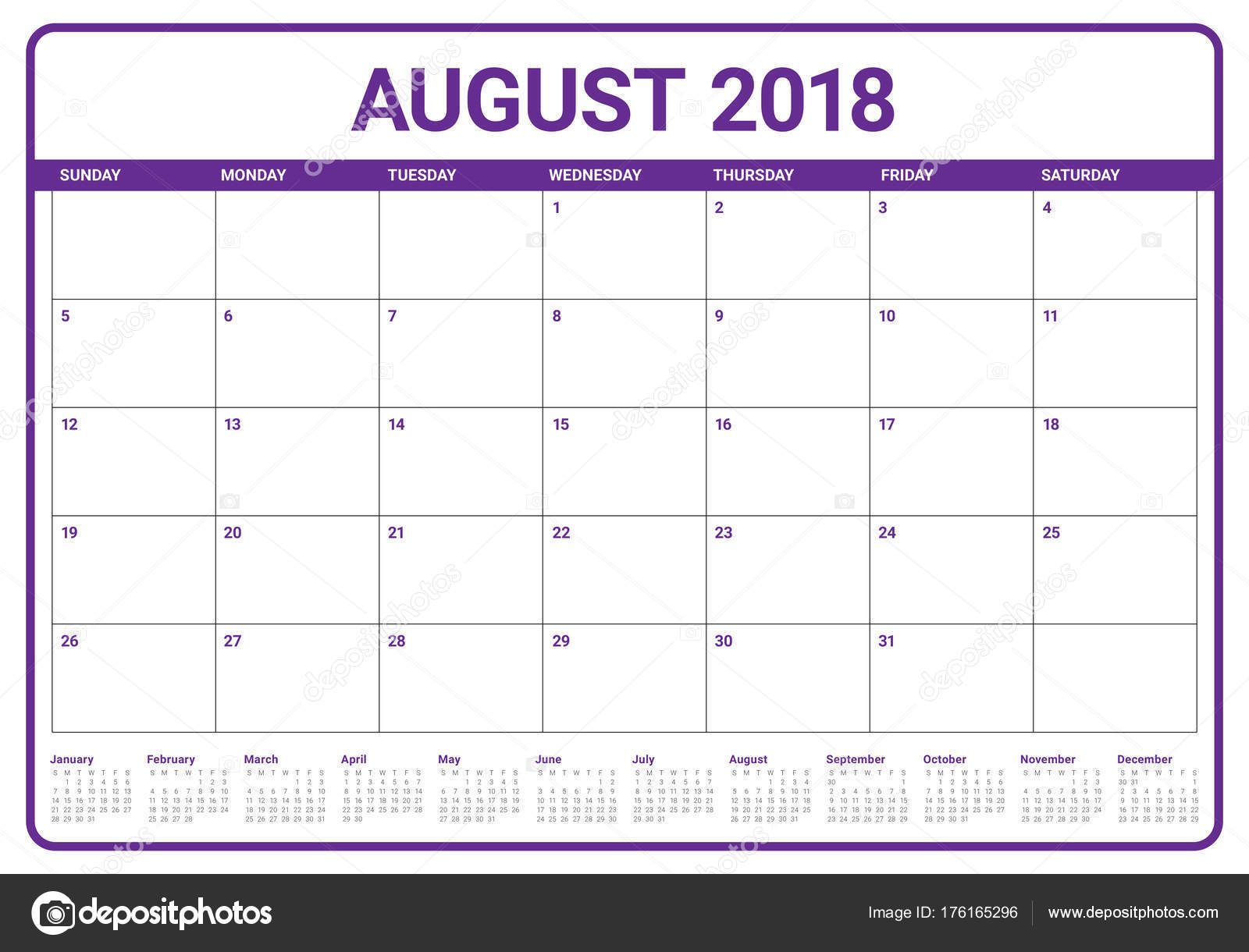August 2018 Planner Calendar Vector Illustration Stock Vector C Dolphfynlow 176165296 august kalendarz