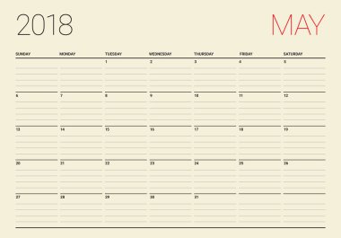 2018 planlayıcısı vektör çizim takvimi