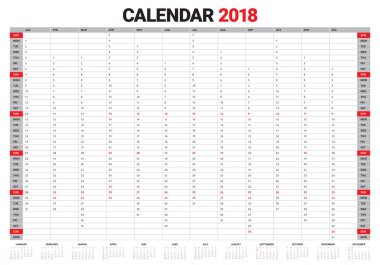 Yıl 2018 takvim vektör tasarım şablonu