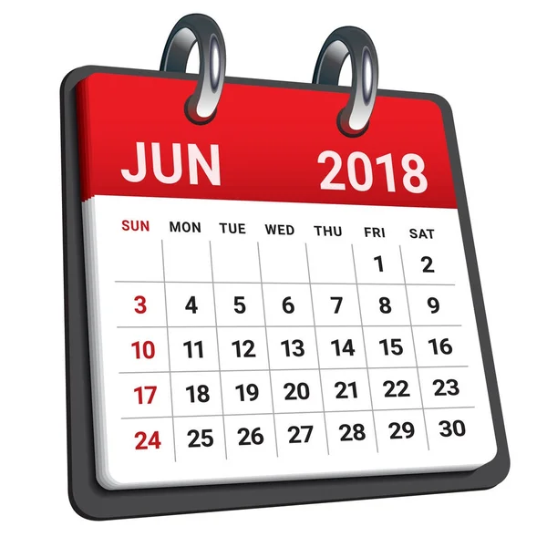 Haziran 2018 takvim vektör çizim