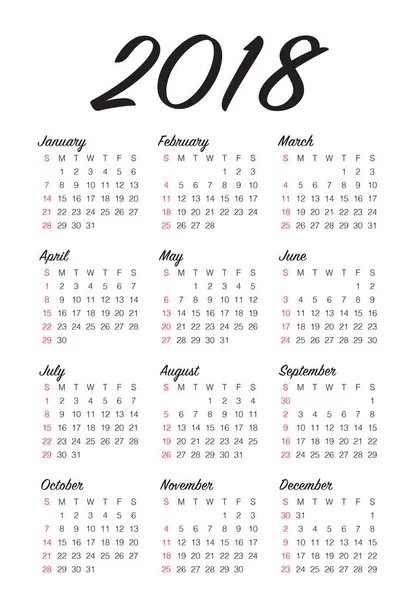 Šablona návrhu s rok 2018 kalendář vektor — Stockový vektor