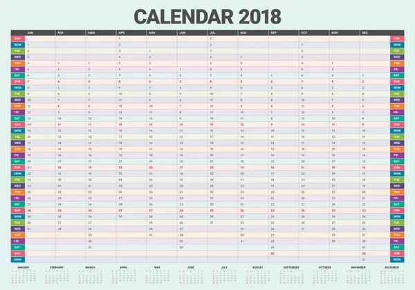 Yıl 2018 takvim vektör tasarım şablonu