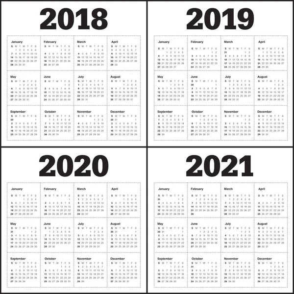 Διάνυσμα ημερολογιακό έτος 2018 2019 2020 2021 — Διανυσματικό Αρχείο