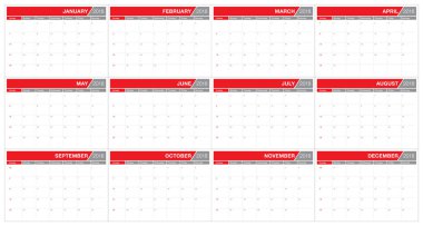 Yıl 2018 planlayıcısı takvim vektör çizim