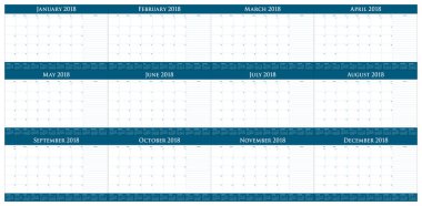 Yıl 2018 planlayıcısı takvim vektör çizim