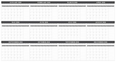 Yıl 2018 planlayıcısı takvim vektör çizim