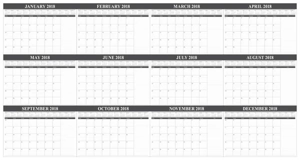Year 2018 planner calendar vector illustration — Stock Vector