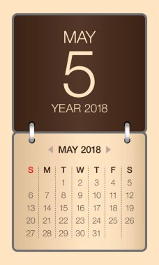 Mayıs 2018 takvim vektör çizim