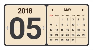 Mayıs 2018 takvim vektör çizim