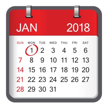 Yeni yıl takvim vektör çizim. 