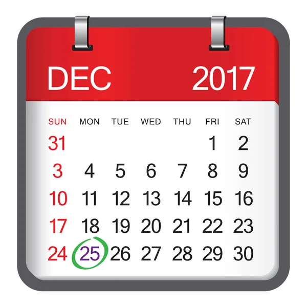 Calendario de Navidad 2017 . — Vector de stock