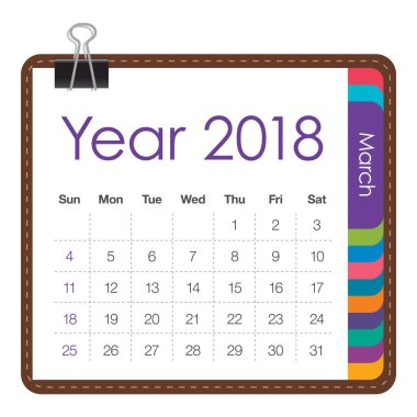 Mart 2018 takvim vektör çizim