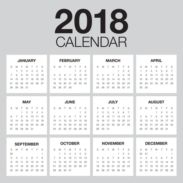 Yıl 2018 takvim vektör tasarım şablonu